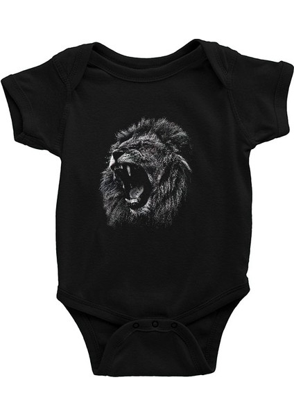 Aslan Siyah Unisex Bebek Body - Zıbın