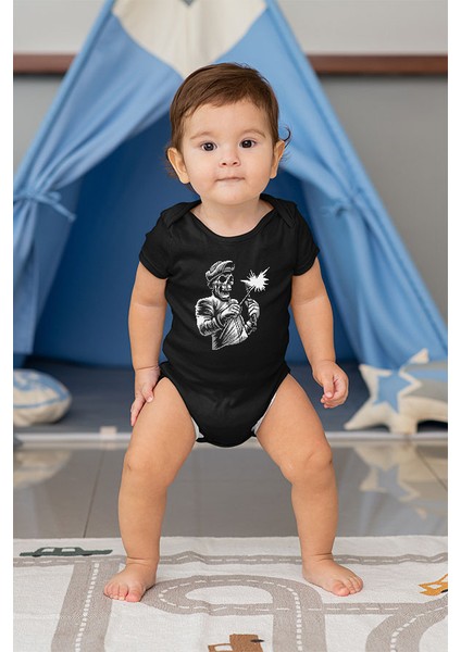 Kaynakçı Kurukafa Siyah Unisex Bebek Body - Zıbın fiyatları