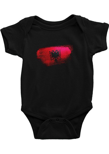 Arnavutluk - Albania Siyah Unisex Bebek Body - Zıbın