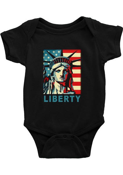 Özgürlük Heykeli Siyah Unisex Bebek Body - Zıbın
