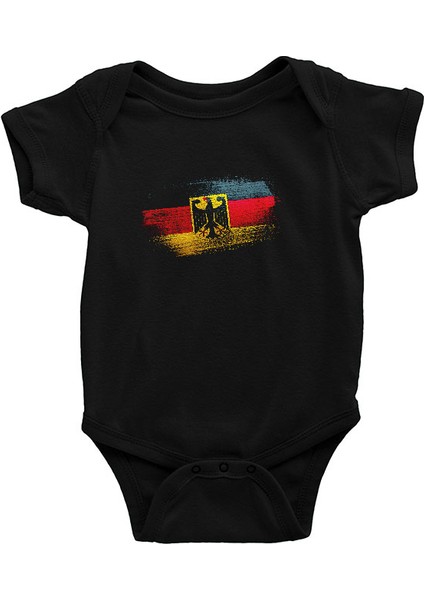 Almanya - Germany Siyah Unisex Bebek Body - Zıbın
