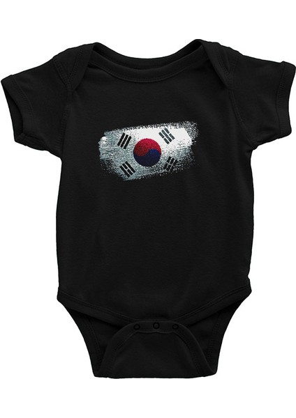 Güney Kore - South Korea Siyah Unisex Bebek Body - Zıbın