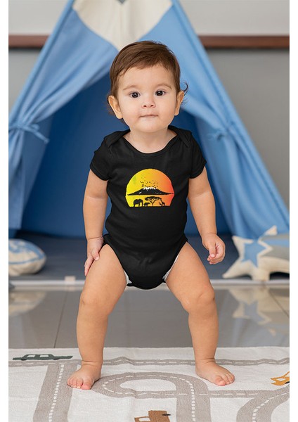 Serengeti Milli Park Siyah Unisex Bebek Body - Zıbın