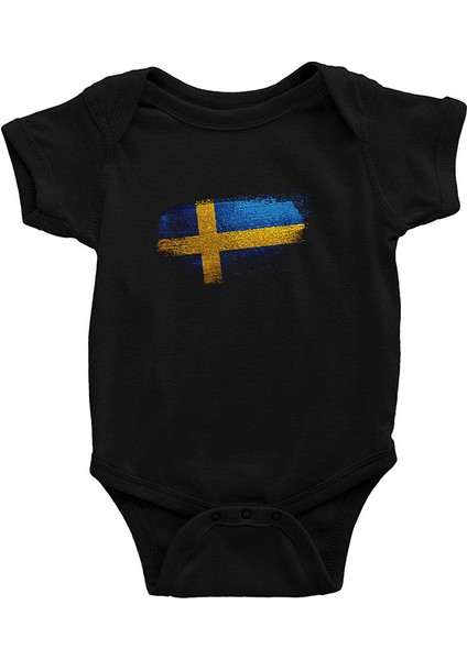 Isveç - Sweden Siyah Unisex Bebek Body - Zıbın