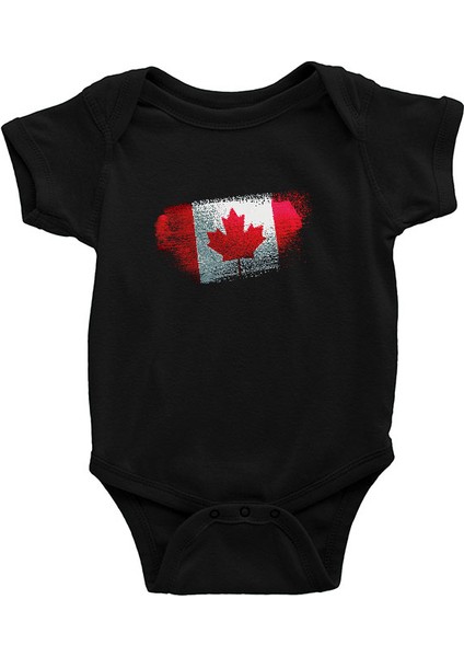 Kanada - Canada Siyah Unisex Bebek Body - Zıbın