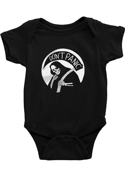 Don't Panic Siyah Unisex Bebek Body - Zıbın