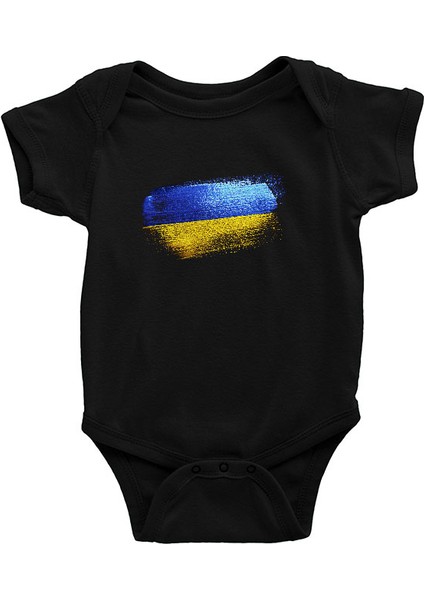 Ukrayna - Ukraine Siyah Unisex Bebek Body - Zıbın