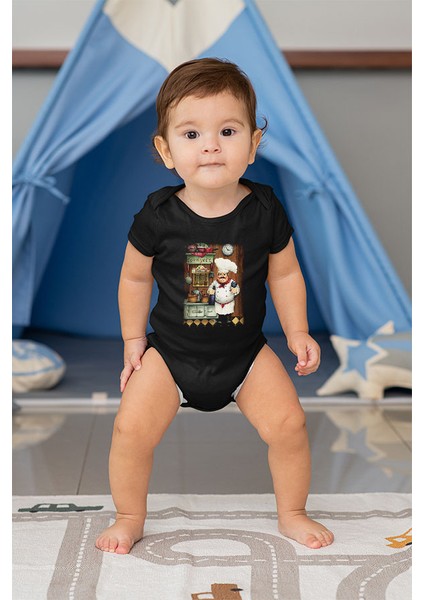 Aşçı Şef Chef Siyah Unisex Bebek Body - Zıbın