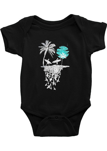 Sörf - Surfing Siyah Unisex Bebek Body - Zıbın