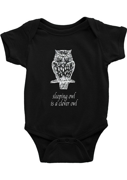 Baykuş Bir Baykuştur Siyah Unisex Bebek Body - Zıbın