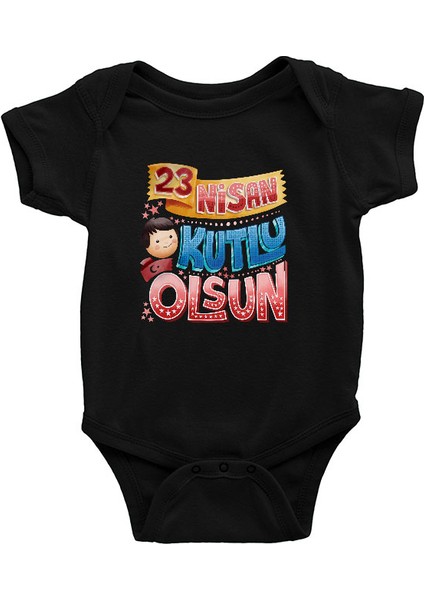 23 Nisan Ulusal Egemenlik ve Çocuk Bayramı Siyah Unisex Bebek Body - Zıbın