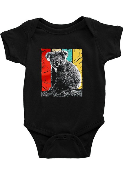 Sevimli Koala Siyah Unisex Bebek Body - Zıbın