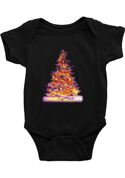 Yılbaşı Yeni Yıl Ağacı Siyah Unisex Bebek Body - Zıbın