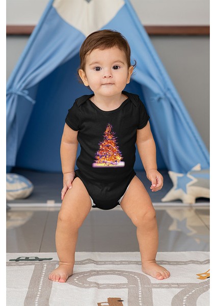 Yılbaşı Yeni Yıl Ağacı Siyah Unisex Bebek Body - Zıbın fiyatları