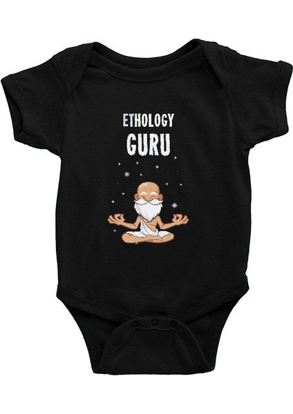 Etolojist Guru Siyah Unisex Bebek Body - Zıbın