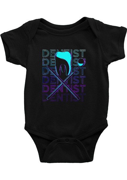 Diş Hekimi Siyah Unisex Bebek Body - Zıbın
