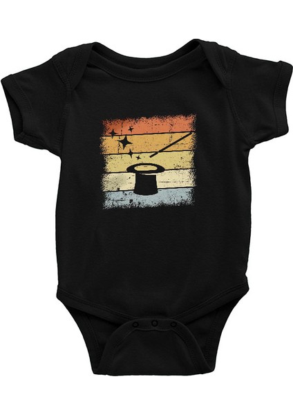 Sihirbaz Siyah Unisex Bebek Body - Zıbın