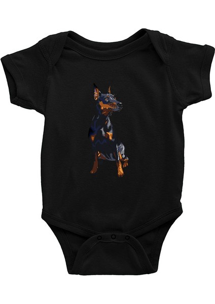 Yavru Doberman Siyah Unisex Bebek Body - Zıbın