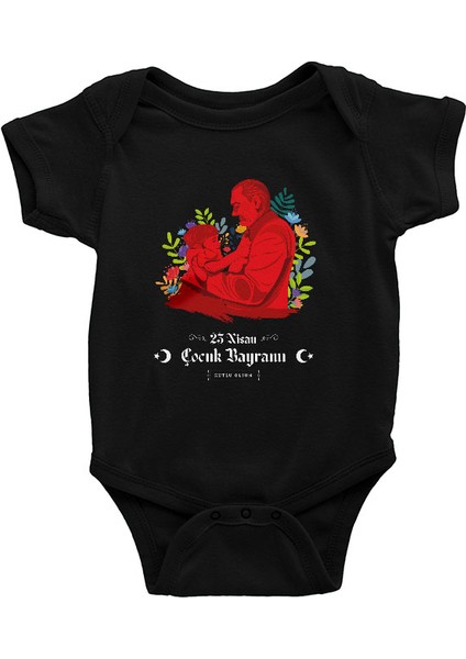 23 Nisan Ulusal Egemenlik ve Çocuk Bayramı Siyah Unisex Bebek Body - Zıbın