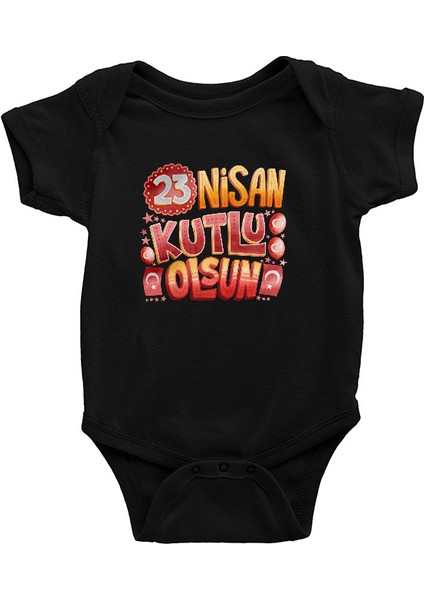 23 Nisan Ulusal Egemenlik ve Çocuk Bayramı Siyah Unisex Bebek Body - Zıbın