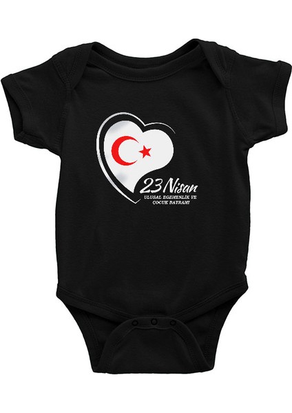 23 Nisan Ulusal Egemenlik ve Çocuk Bayramı Siyah Unisex Bebek Body - Zıbın