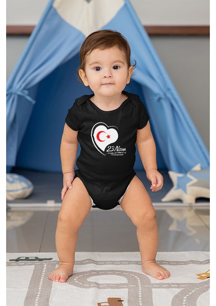 23 Nisan Ulusal Egemenlik ve Çocuk Bayramı Siyah Unisex Bebek Body - Zıbın fiyatları