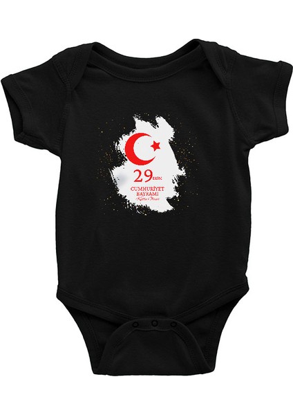 29 Ekim Cumhuriyet Bayramı Siyah Unisex Bebek Body - Zıbın