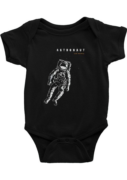 Vintage Astronot Siyah Unisex Bebek Body - Zıbın