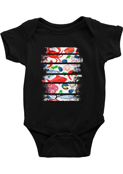 Istiridye Midye Incisi Siyah Unisex Bebek Body - Zıbın