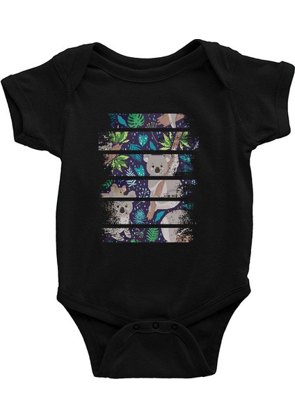 Sevimli Koala Siyah Unisex Bebek Body - Zıbın