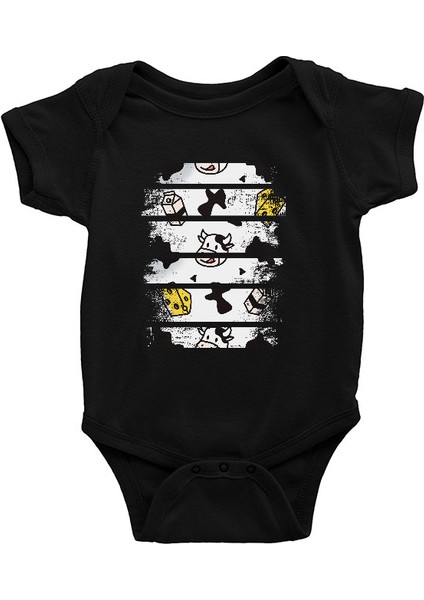 Eski Kaşar Süt Inek Siyah Unisex Bebek Body - Zıbın