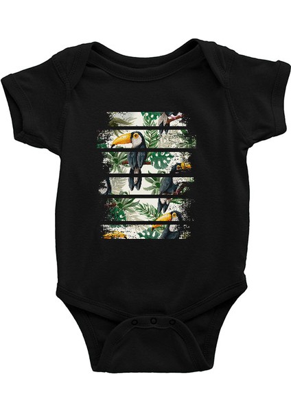 Papağan Siyah Unisex Bebek Body - Zıbın