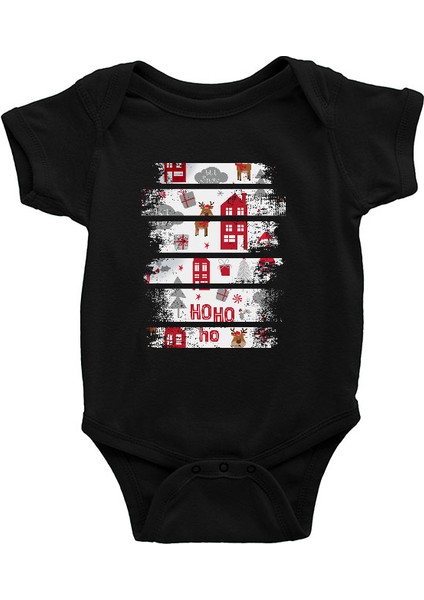 Hohoho Geyik Siyah Unisex Bebek Body - Zıbın