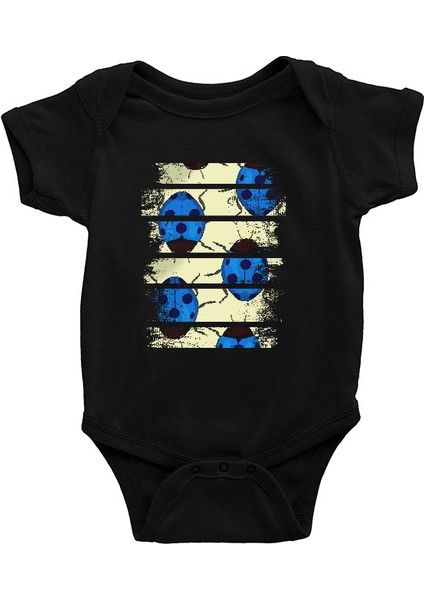 Mavi Uğur Böceği Siyah Unisex Bebek Body - Zıbın