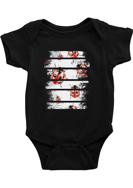 Uğur Böceği Siyah Unisex Bebek Body - Zıbın