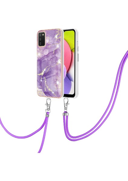 Samsung Galaxy A03S Mermer Anti-Scratch Yumuşak Crossbody Kordon Için Kılıf (Yurt Dışından)