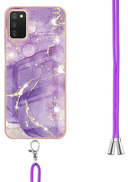Samsung Galaxy A03S Mermer Anti-Scratch Yumuşak Crossbody Kordon Için Kılıf (Yurt Dışından)