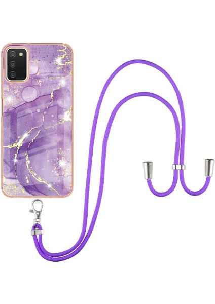 Samsung Galaxy A03S Mermer Anti-Scratch Yumuşak Crossbody Kordon Için Kılıf (Yurt Dışından)