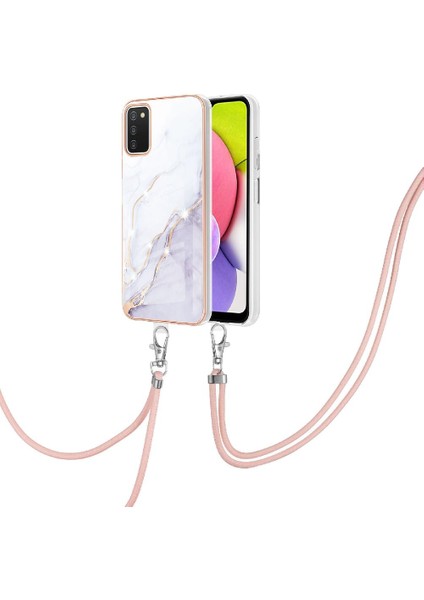 Samsung Galaxy A03S Mermer Anti-Scratch Yumuşak Crossbody Kordon Için Kılıf (Yurt Dışından)