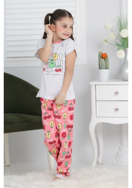 Kapi Kids Kız Çocuk Meyve Baskılı Pijama Takımı 3-11 Yaş 6073-74