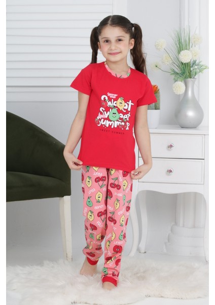 Kapi Kids Kız Çocuk Meyve Baskılı Pijama Takımı 3-11 Yaş 6073-74