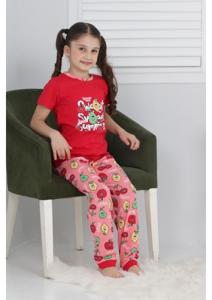 Kapi Kids Kız Çocuk Meyve Baskılı Pijama Takımı 3-11 Yaş 6073-74