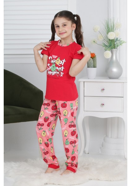 Kapi Kids Kız Çocuk Meyve Baskılı Pijama Takımı 3-11 Yaş 6073-74