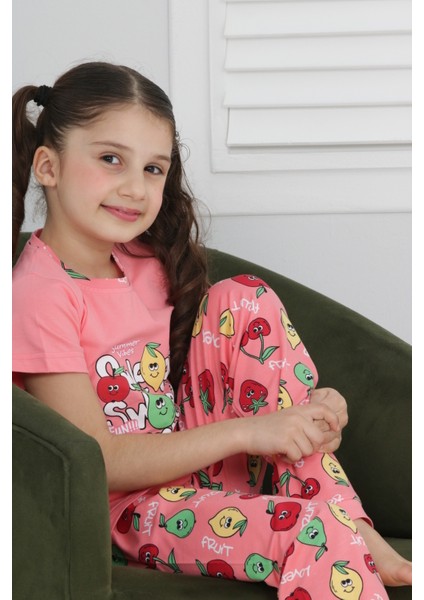 Kapi Kids Kız Çocuk Meyve Baskılı Pijama Takımı 3-11 Yaş 6073-74