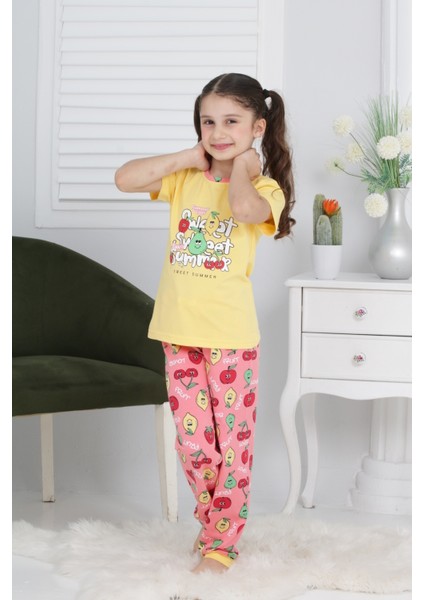 Kapi Kids Kız Çocuk Meyve Baskılı Pijama Takımı 3-11 Yaş 6073-74