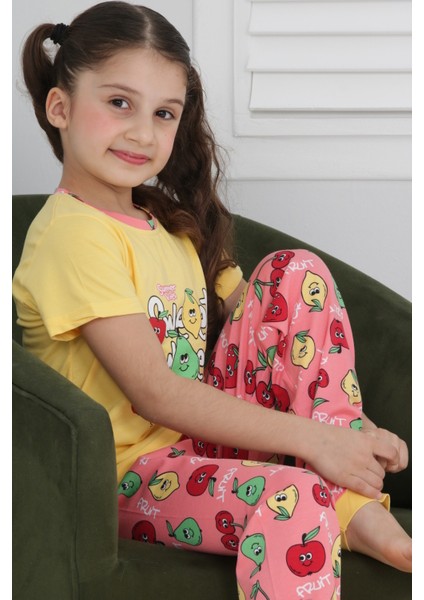 Kapi Kids Kız Çocuk Meyve Baskılı Pijama Takımı 3-11 Yaş 6073-74