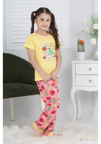 Kapi Kids Kız Çocuk Meyve Baskılı Pijama Takımı 3-11 Yaş 6073-74