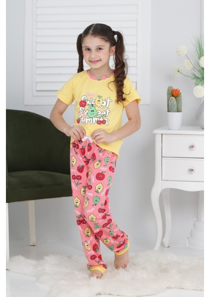 Kapi Kids Kız Çocuk Meyve Baskılı Pijama Takımı 3-11 Yaş 6073-74