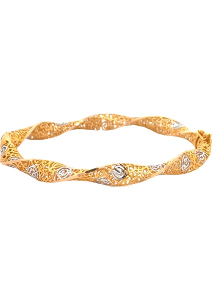 Kıvrımlı Model Şık Iki Renk Altın Kelepçe Bileklik fırsatları
