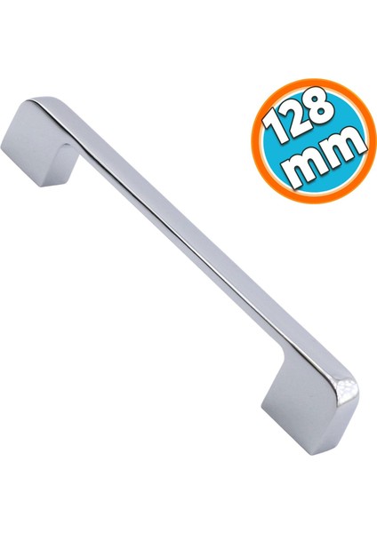 Mobilya Kulp Mutfak Dolabı Çekmece Dolap Kulpları Kapak Kulpu Kulbu Krom Renk 128 mm Metal